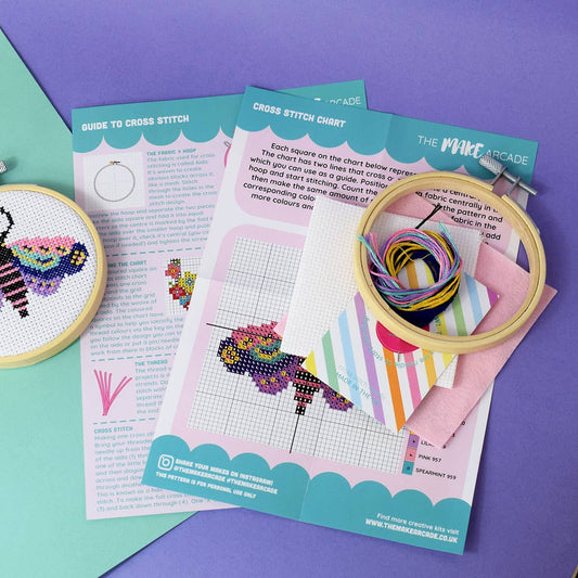 The Make Arcade - 'Magic Moth' mini cross stitch craft kit