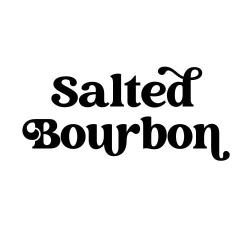 The Words salted Bourbon against a white background.