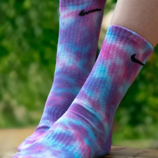 Snow Moon Creations colourful Nike socks Making Purple