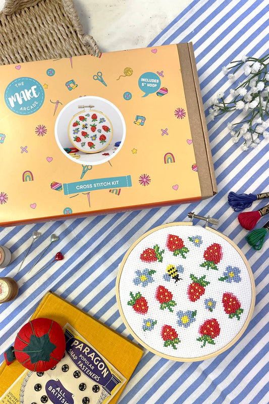 The Make Arcade - 'Summer Strawberries' Large cross stitch