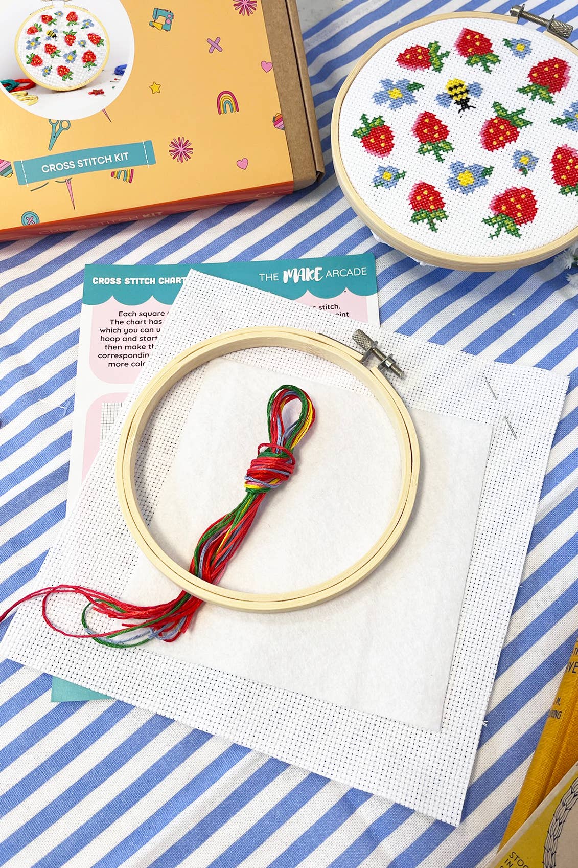 The Make Arcade - 'Summer Strawberries' Large cross stitch