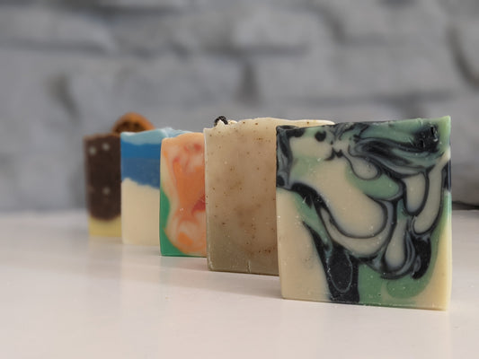 A selection of Wild Venus soaps in a row
