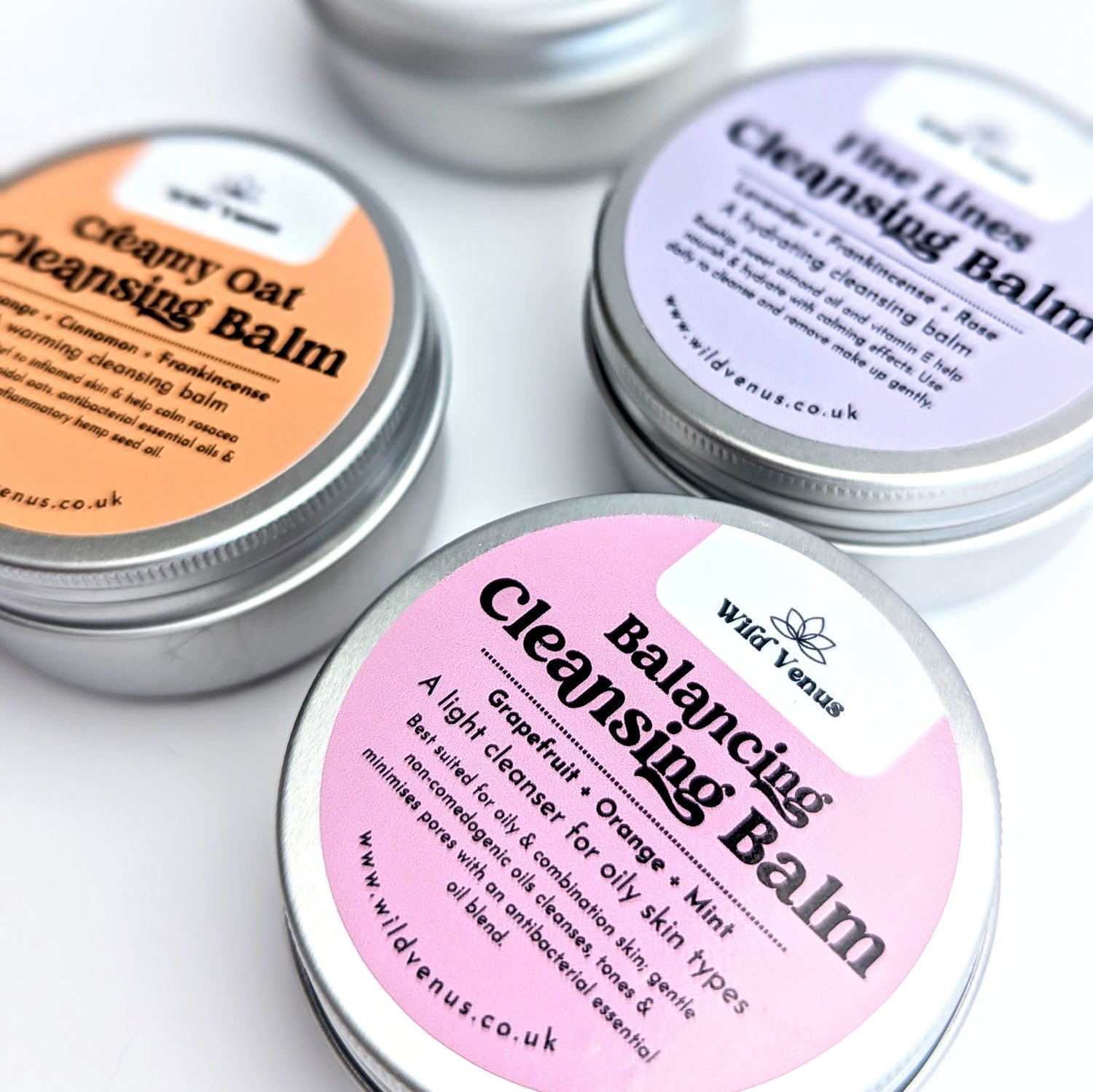 A close up view of someof the cleansing balms. 