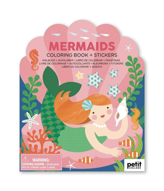 Petit Collage - Colouring Book with Stickers Mermaids