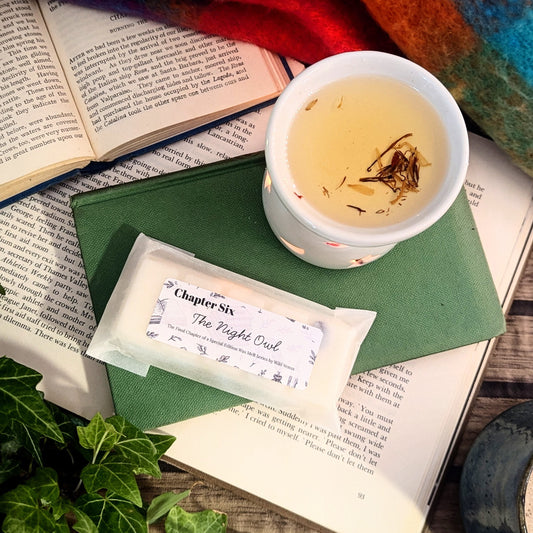 A wax warmer with a wax melt on top of books. 