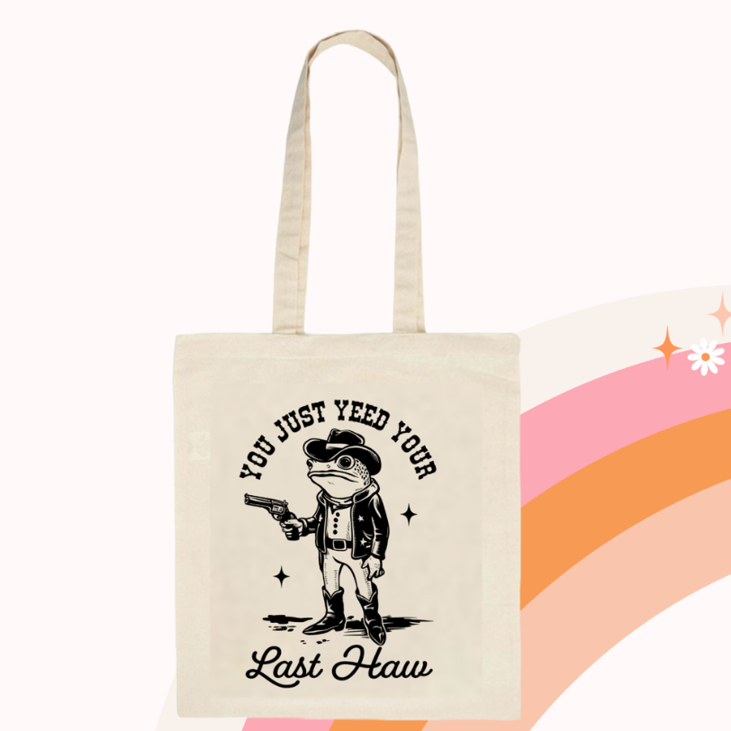 Becky Kayll Tote Bag with Cowboy Frog design