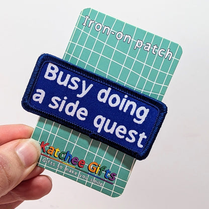 side quest iron on patch by katchee gifts