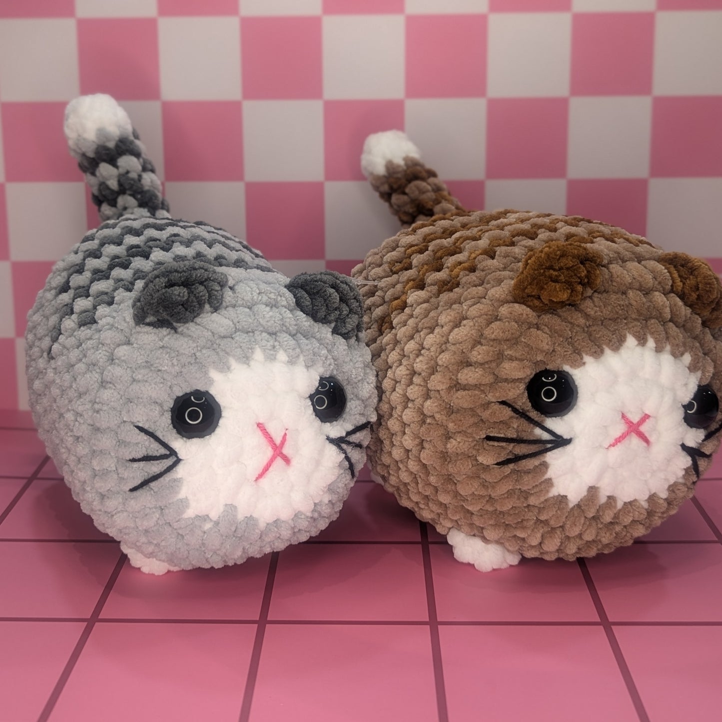 Grey and brown crochet  loaf cats