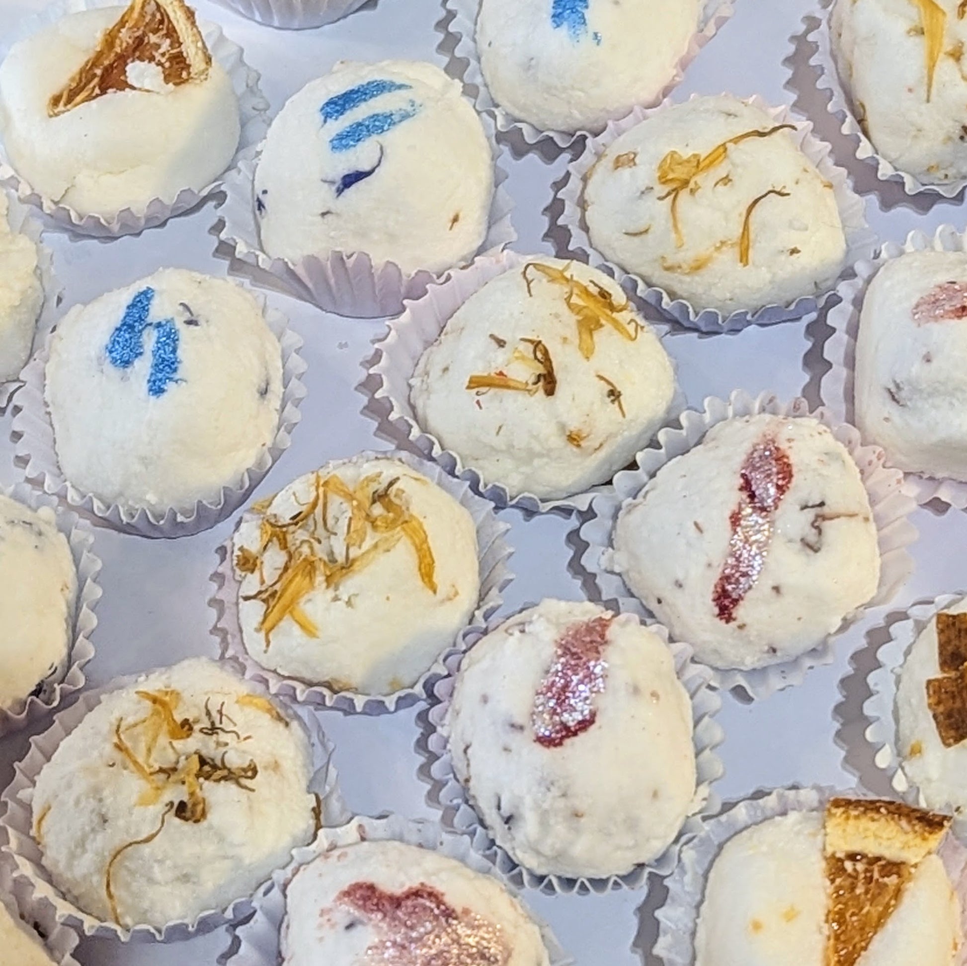 A view of  mango butter bath bombs.