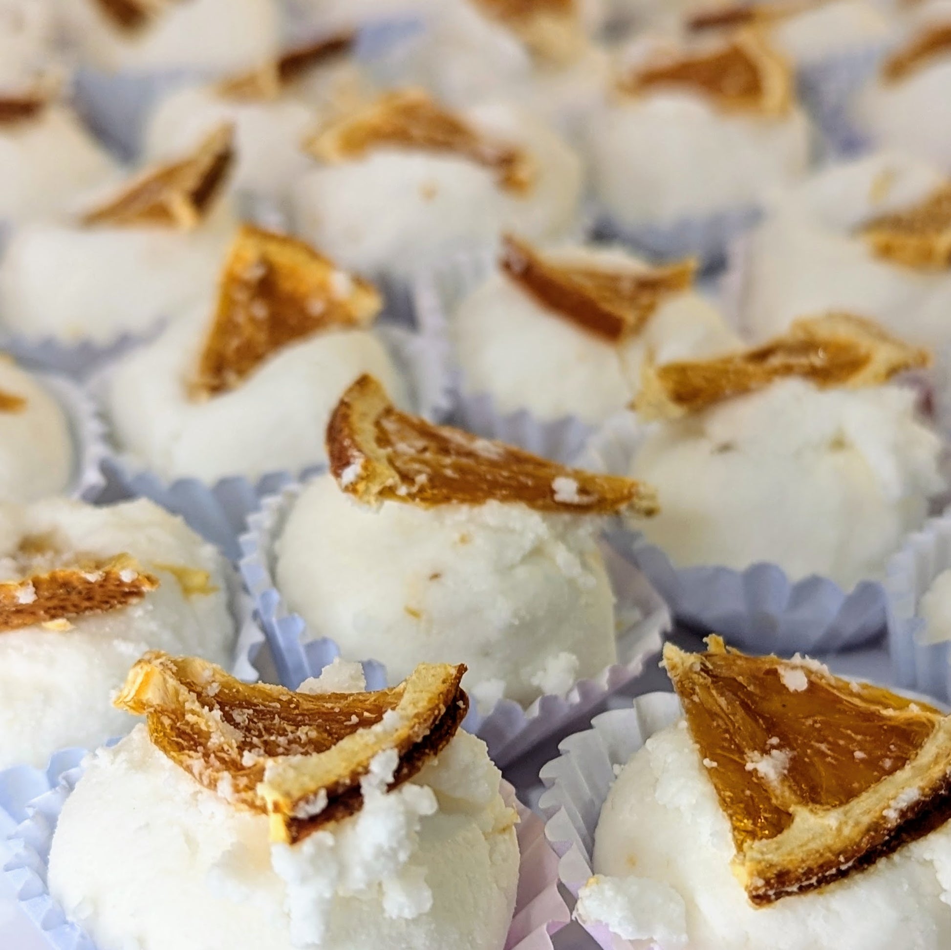 A photo of the spiced orange mango butter bath bombs.