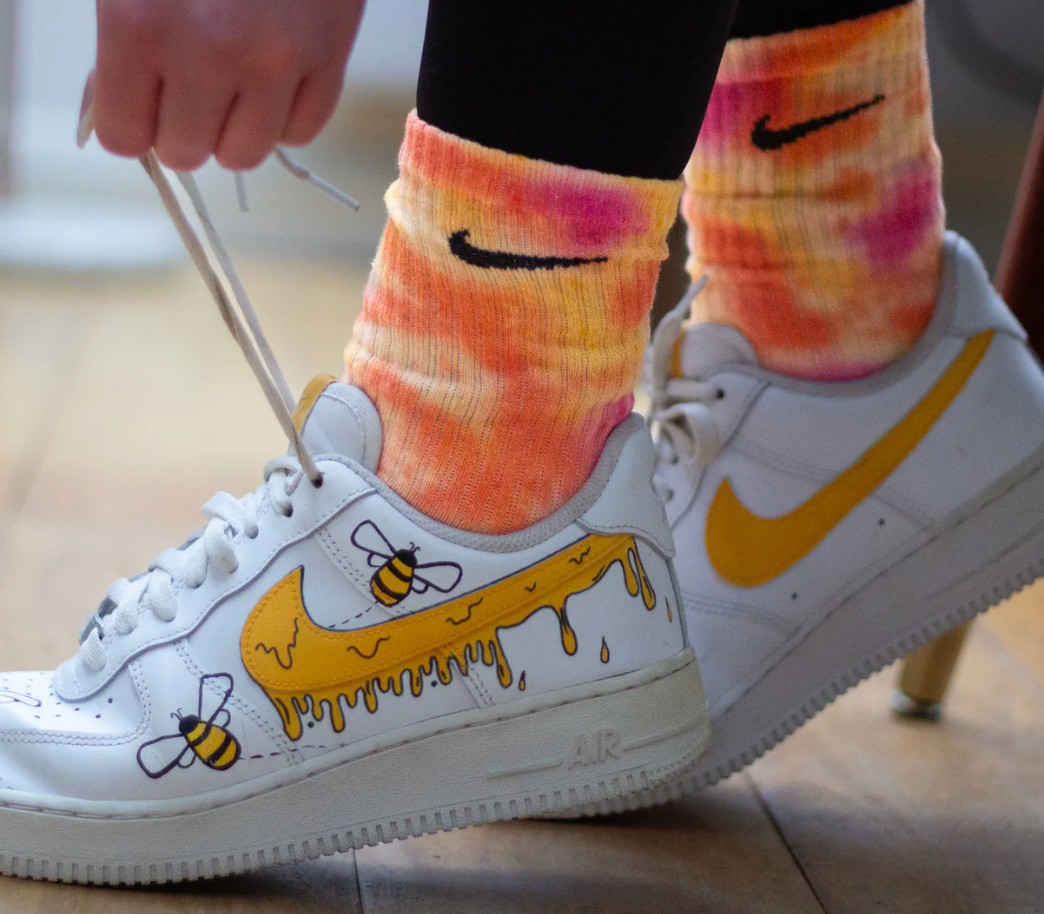 Snow Moon Creations colourful Nike socks Orange Crush