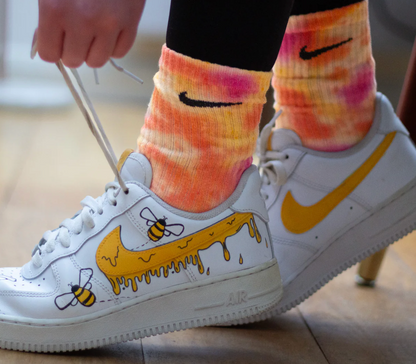 Snow Moon Creations colourful Nike socks Orange Crush