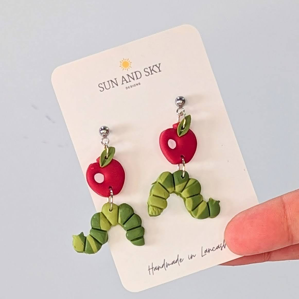 caterpillar earrings by Sun and Sky designs