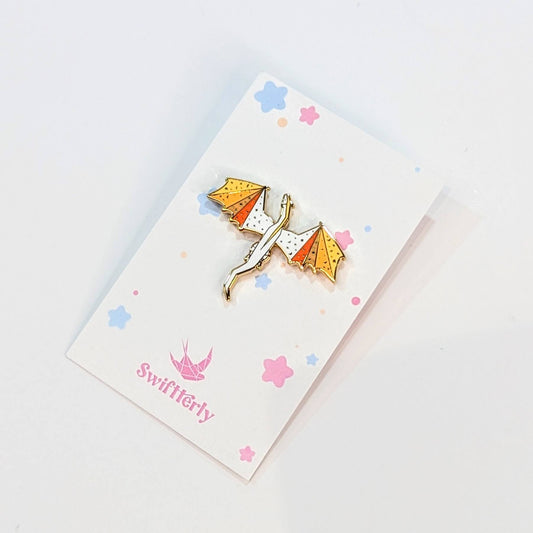 orange white Dragon swiftterly enamel pin