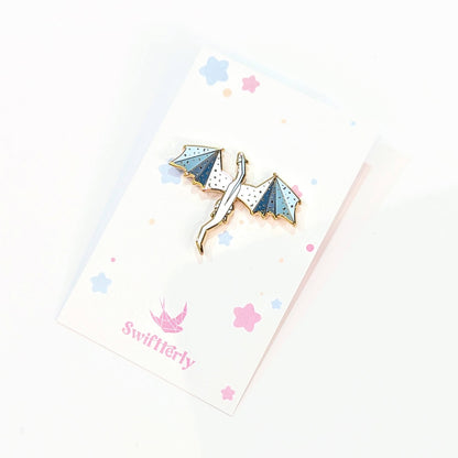 Blue and white Dragon swiftterly enamel pin