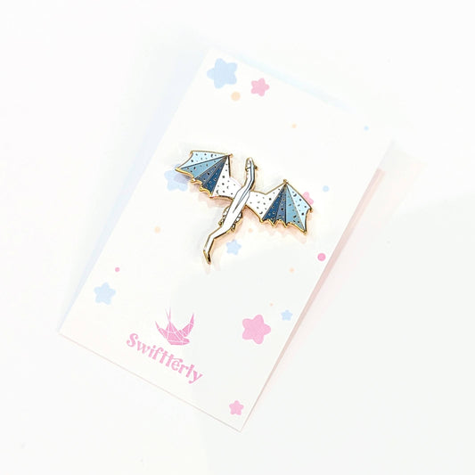 Blue and white Dragon swiftterly enamel pin