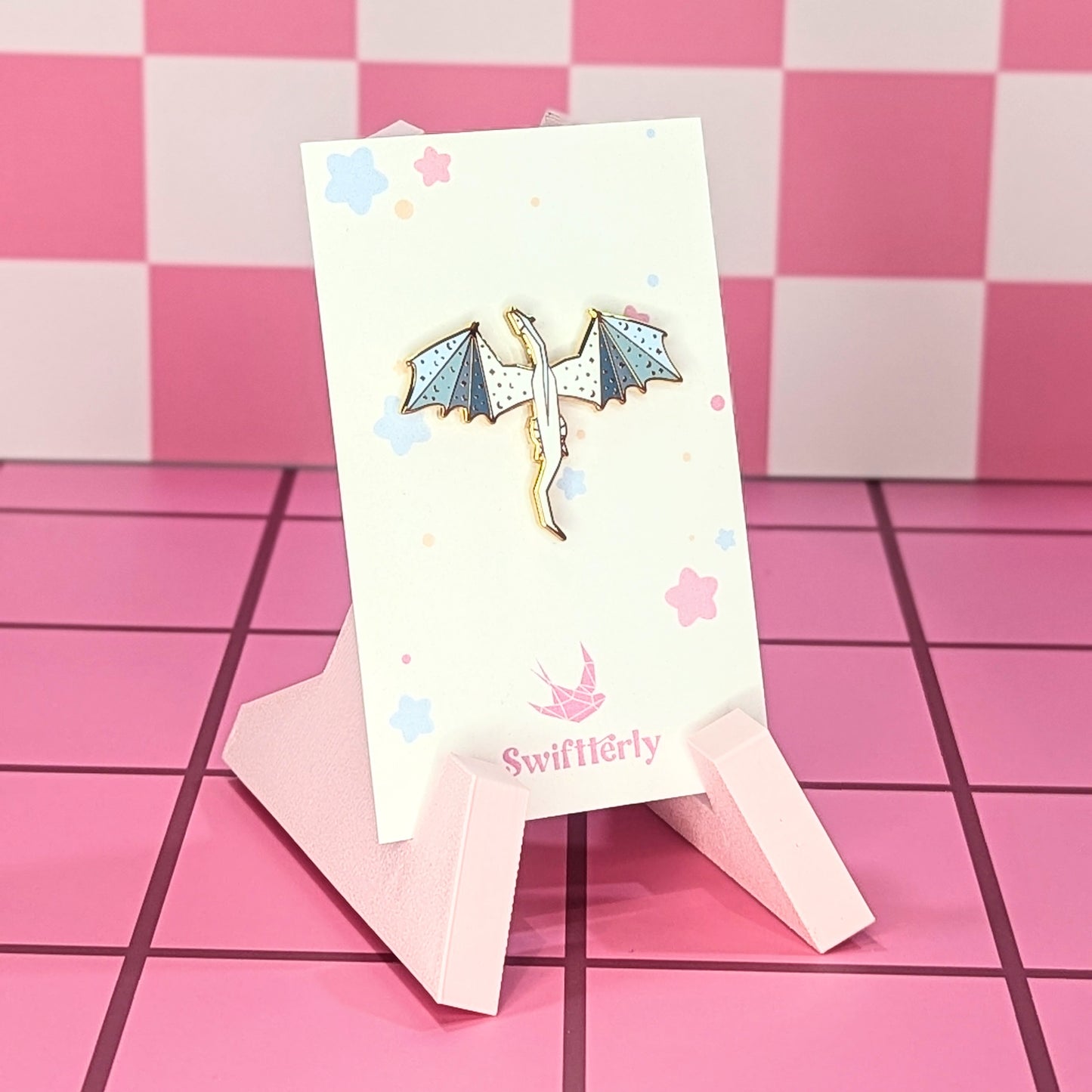 white Dragon swiftterly enamel pin