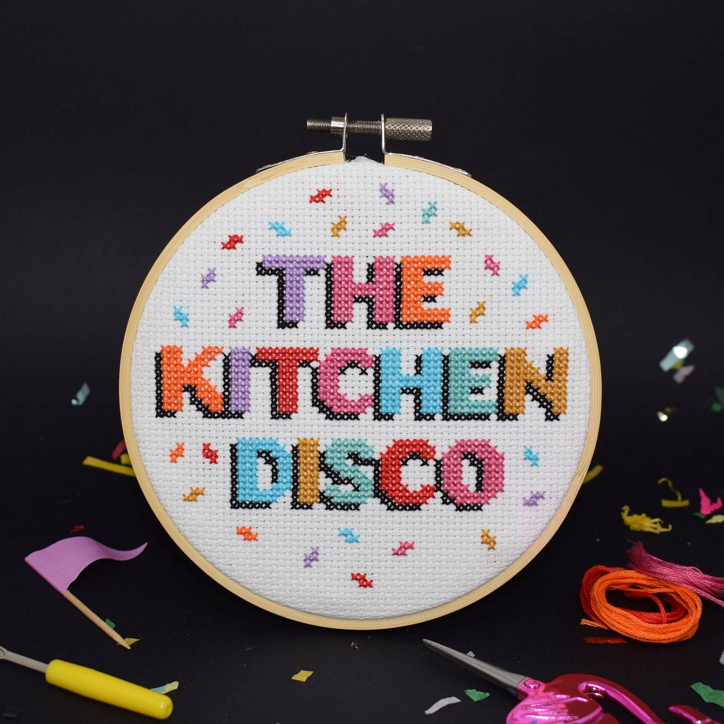 The kitchen disco cross stitch kit.