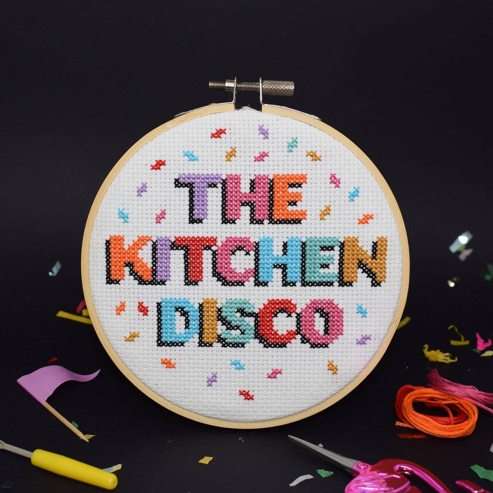 The kitchen disco cross stitch kit.