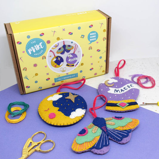 The magical felt stitching kit comes in a lovely presentation box.