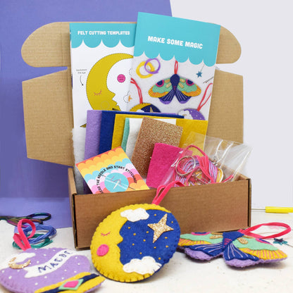 The magical felt stitching kit contains everything you need. 
