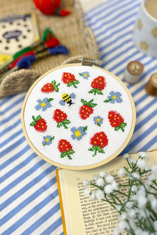 Summer Cross Stitch with strawberries