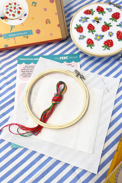 Summer Cross Stitch with strawberries