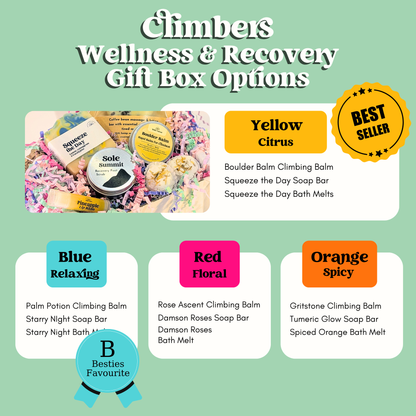 Climbers wellness and recovery gift box Infograph