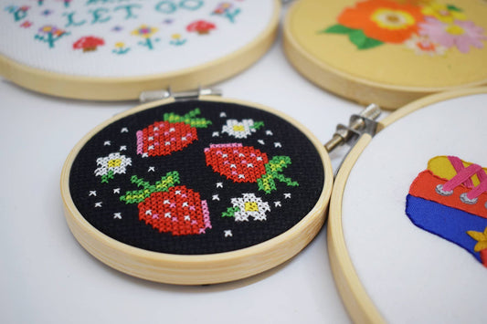 The Make Arcade - 'Strawberries' Mini Cross Stitch Kit