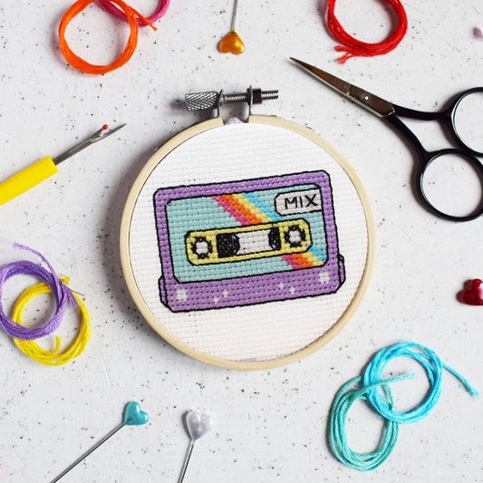 The Make Arcade - 'Mixtape' mini cross stitch craft kit
