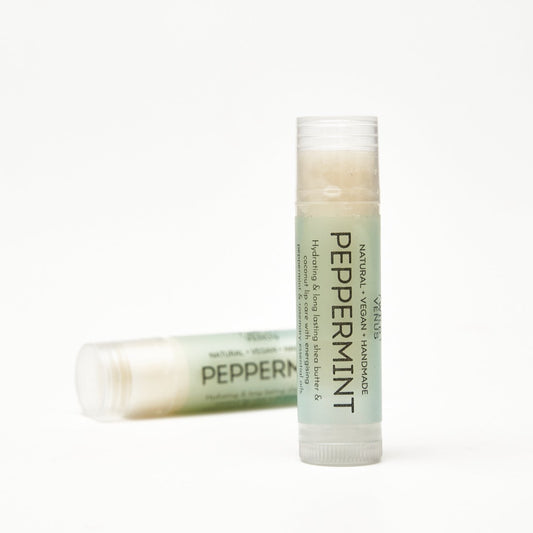 Peppermint Lip Balm in a twist tube.