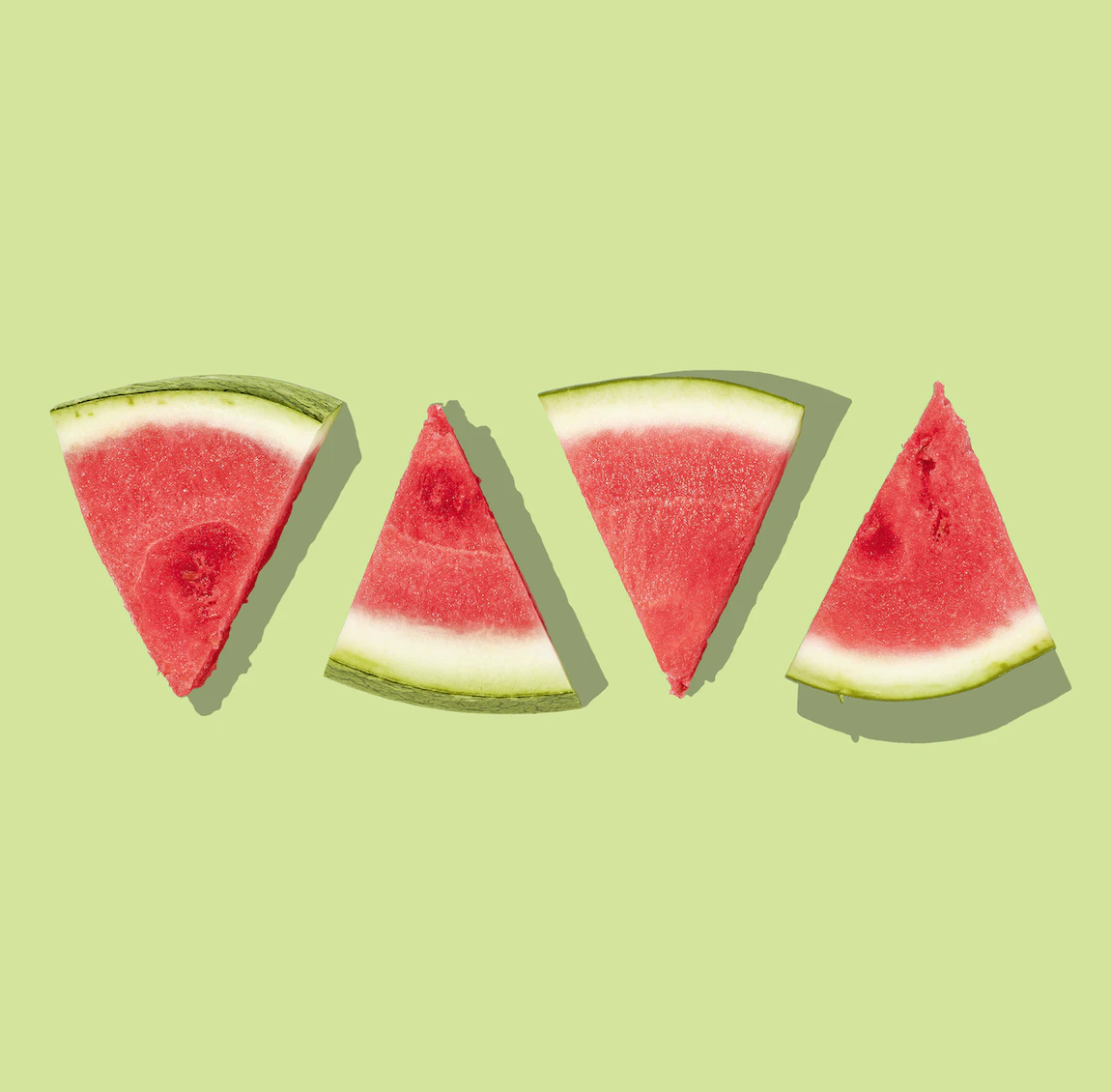 Triangular slices of watermelon.