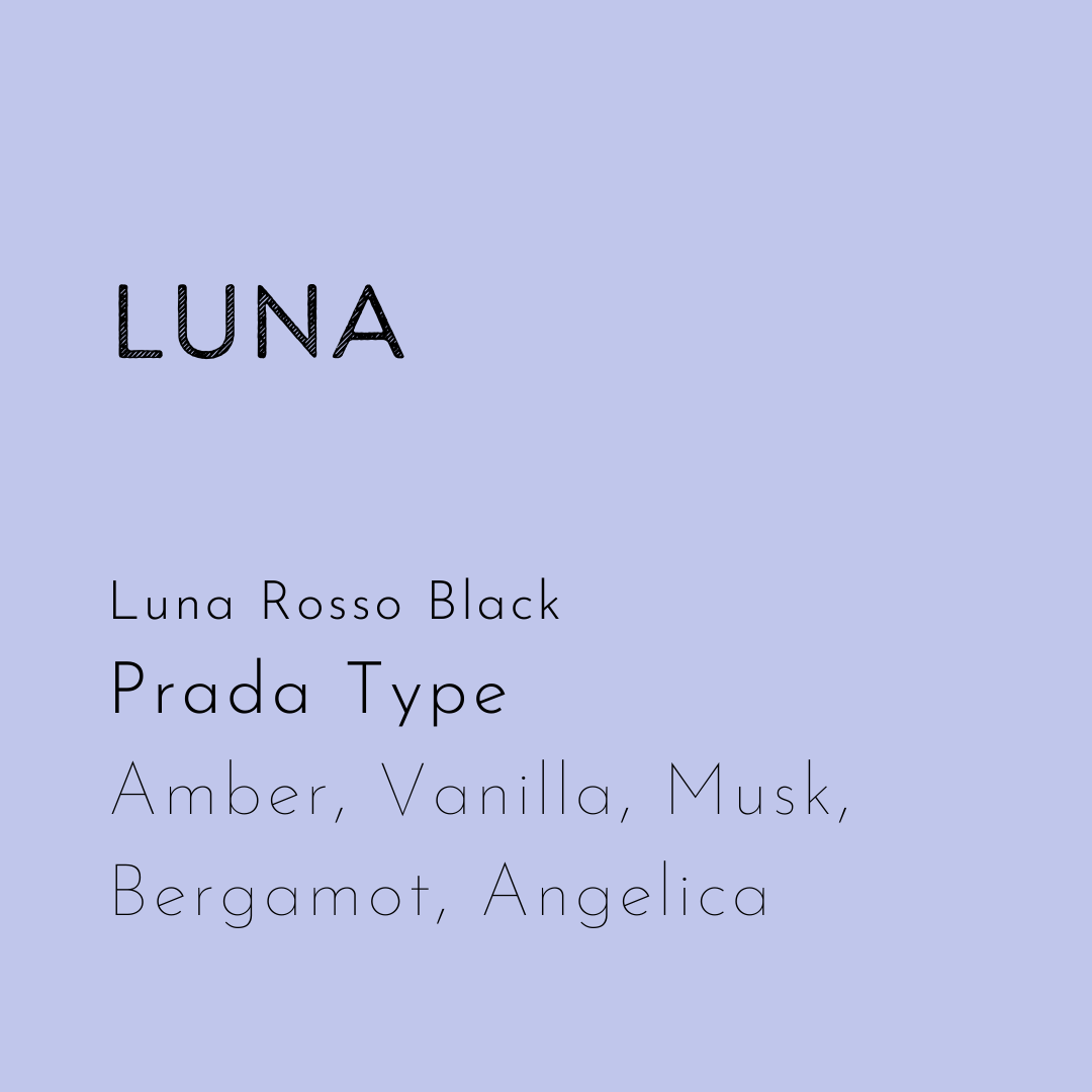 Luna soy wax melt is a prada dupe of luna rosso black.